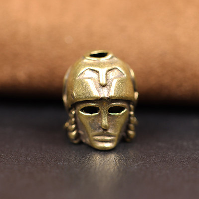 Cască de samurai japonez din alamă cuțit războinic margele EDC DIY Paracord țesut șnur lanternă pandantive accesorii pentru instrumente în aer liber