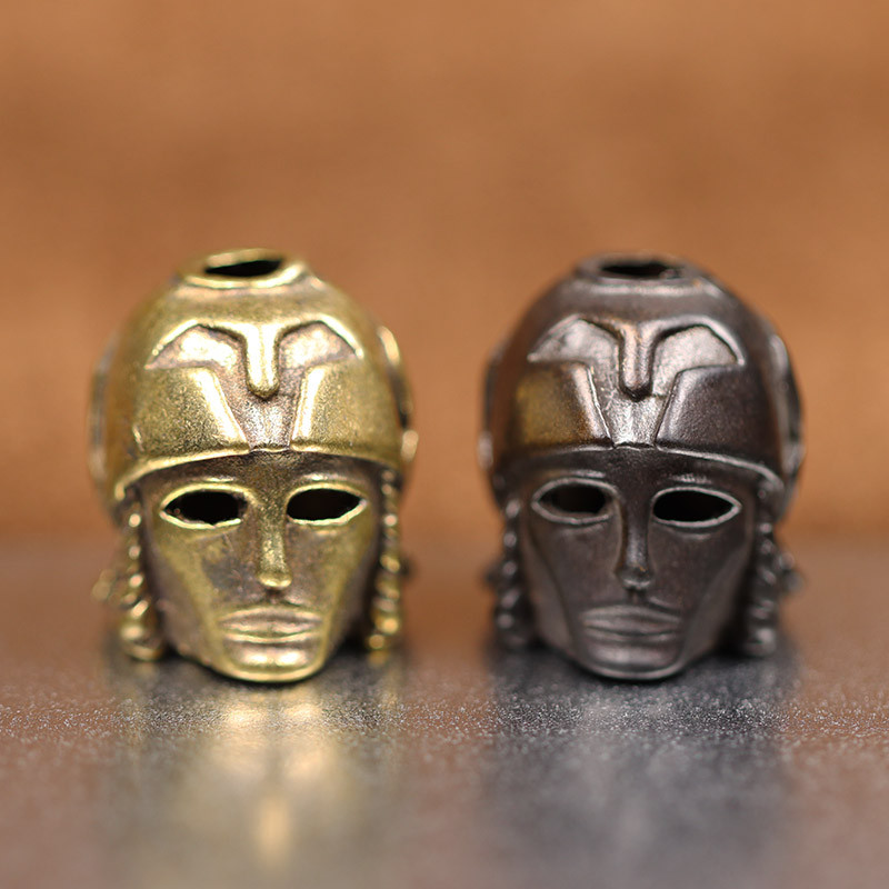 Cască de samurai japonez din alamă cuțit războinic margele EDC DIY Paracord țesut șnur lanternă pandantive accesorii pentru instrumente în aer liber