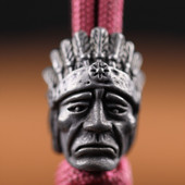 Indian Chief Head Sculpture Brass Knife Beads EDC Outdoor Tool DIY Paracord Handmade Woven Lanyard μενταγιόν Γούρια αξεσουάρ