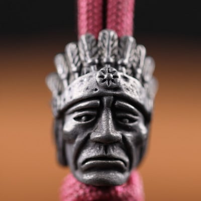 Indian Chief Head Sculpture Brass Knife Beads EDC Outdoor Tool DIY Paracord Handmade Woven Lanyard μενταγιόν Γούρια αξεσουάρ