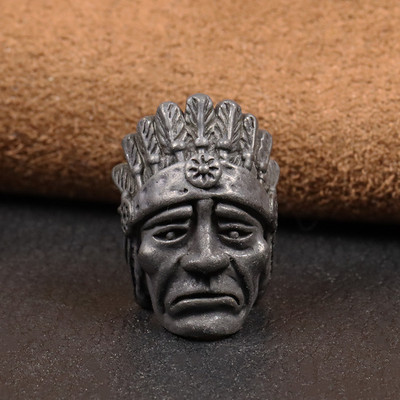 Indian Chief Head Sculpture Brass Knife Beads EDC Outdoor Tool DIY Paracord Handmade Woven Lanyard μενταγιόν Γούρια αξεσουάρ