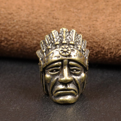 Indian Chief Head Sculpture Brass Knife Beads EDC Outdoor Tool DIY Paracord Handmade Woven Lanyard μενταγιόν Γούρια αξεσουάρ