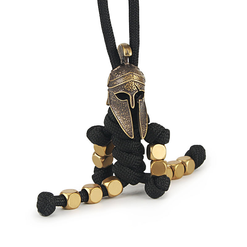 Ръчно изтъкано въже от месинг с ретро цветни мъниста от въжета Ключодържател Фенерче Мънисто от паракорд