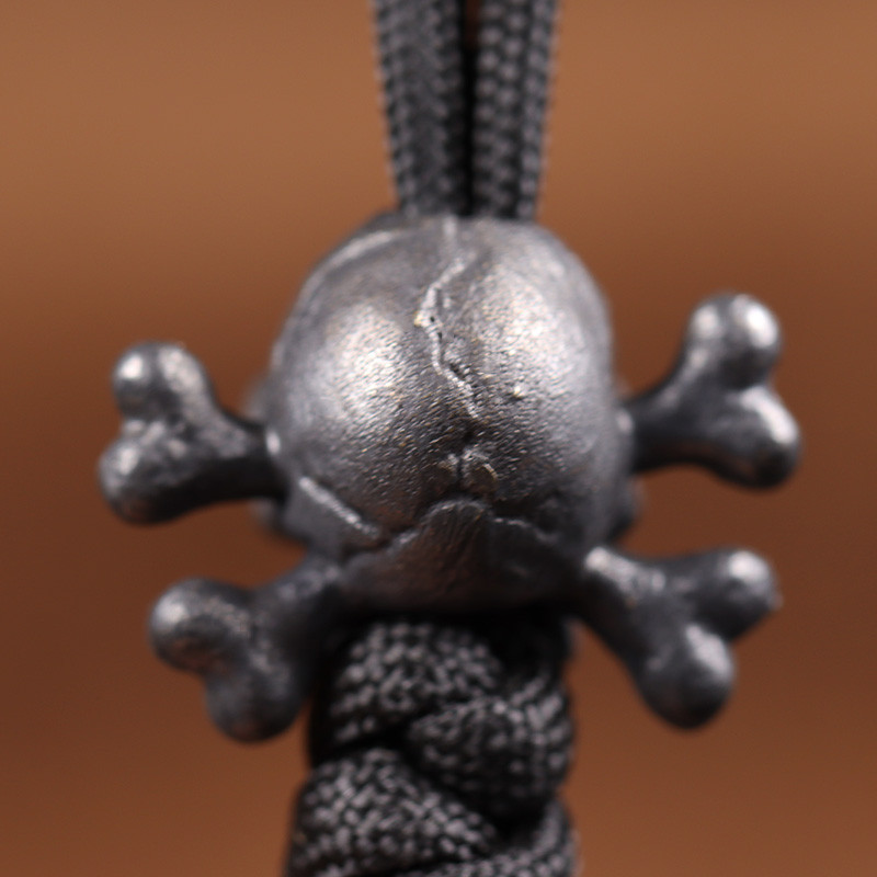 Ose negre Cap de craniu Cuțit din alamă șir mărgele în aer liber EDC DIY Paracord țesut manual șnur Pandantiv Punk Brățară Breloc Accesorii