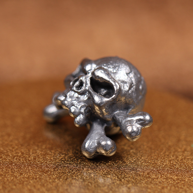 Ose negre Cap de craniu Cuțit din alamă șir mărgele în aer liber EDC DIY Paracord țesut manual șnur Pandantiv Punk Brățară Breloc Accesorii