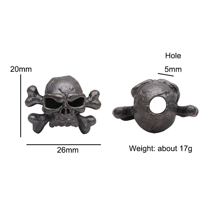 Ose negre Cap de craniu Cuțit din alamă șir mărgele în aer liber EDC DIY Paracord țesut manual șnur Pandantiv Punk Brățară Breloc Accesorii