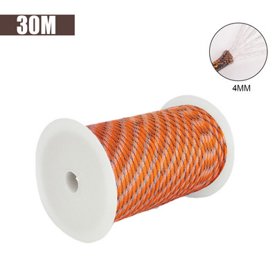 30M 1 rulonas 4 mm 7 stovo šerdys Paracord išgyvenimui Parašiuto virvelė Kempingas Laipiojimas Stovyklavietės Virve Žygiams Drabužių virvė