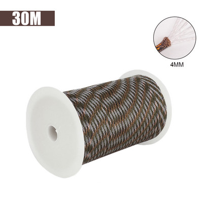 30M 1 rulonas 4 mm 7 stovo šerdys Paracord išgyvenimui Parašiuto virvelė Kempingas Laipiojimas Stovyklavietės Virve Žygiams Drabužių virvė