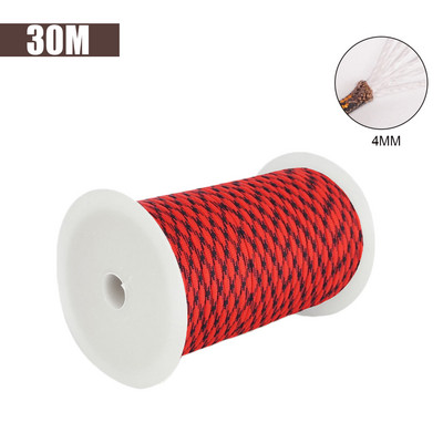 30M 1 rulonas 4 mm 7 stovo šerdys Paracord išgyvenimui Parašiuto virvelė Kempingas Laipiojimas Stovyklavietės Virve Žygiams Drabužių virvė