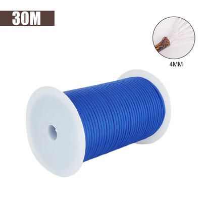 30M 1 rulonas 4 mm 7 stovo šerdys Paracord išgyvenimui Parašiuto virvelė Kempingas Laipiojimas Stovyklavietės Virve Žygiams Drabužių virvė