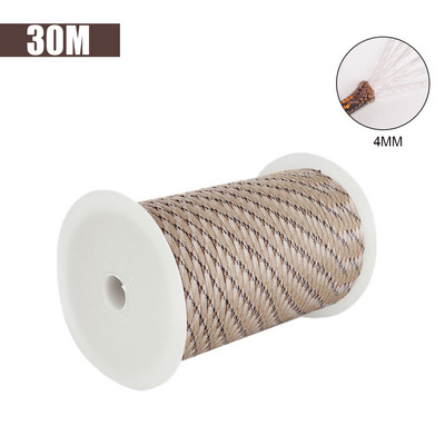 30M 1 rulonas 4 mm 7 stovo šerdys Paracord išgyvenimui Parašiuto virvelė Kempingas Laipiojimas Stovyklavietės Virve Žygiams Drabužių virvė