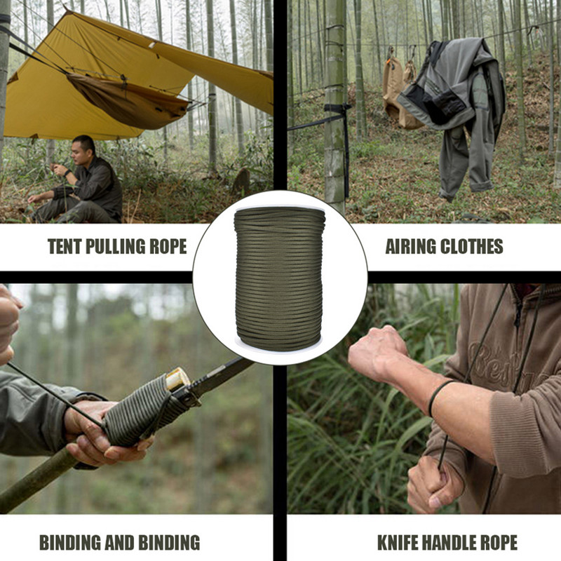 30M 1 rulonas 4 mm 7 stovo šerdys Paracord išgyvenimui Parašiuto virvelė Kempingas Laipiojimas Stovyklavietės Virve Žygiams Drabužių virvė