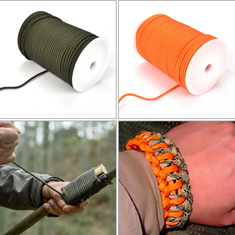 30M 1 rulonas 4 mm 7 stovo šerdys Paracord išgyvenimui Parašiuto virvelė Kempingas Laipiojimas Stovyklavietės Virve Žygiams Drabužių virvė