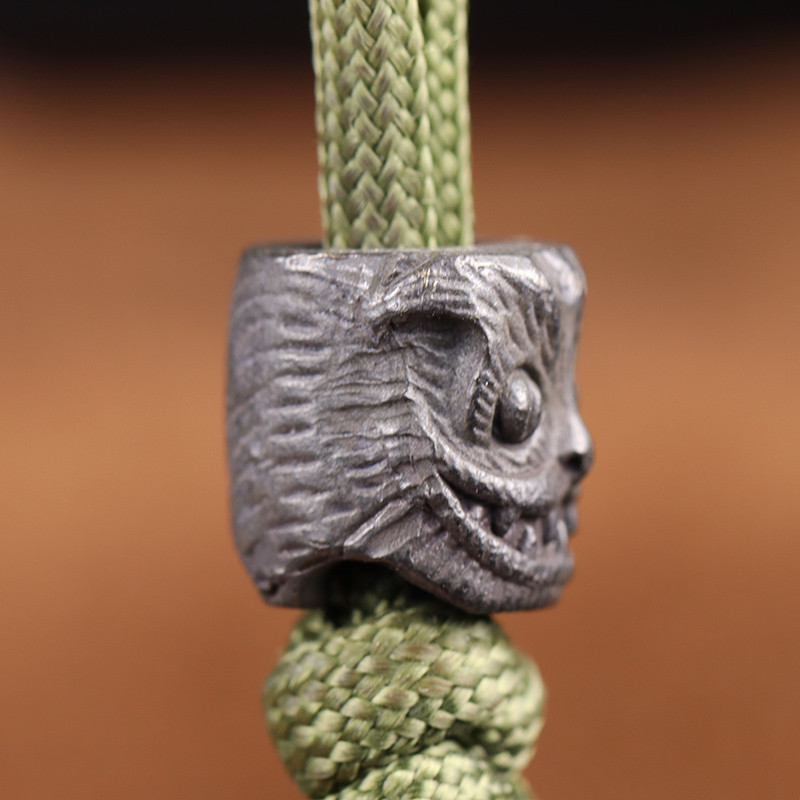 Drăguț cap de pisică sculptură din alamă cuțit mărgele retro bricolaj paracord brățări accesorii instrument EDC în aer liber umbrelă funie șnur pandantiv