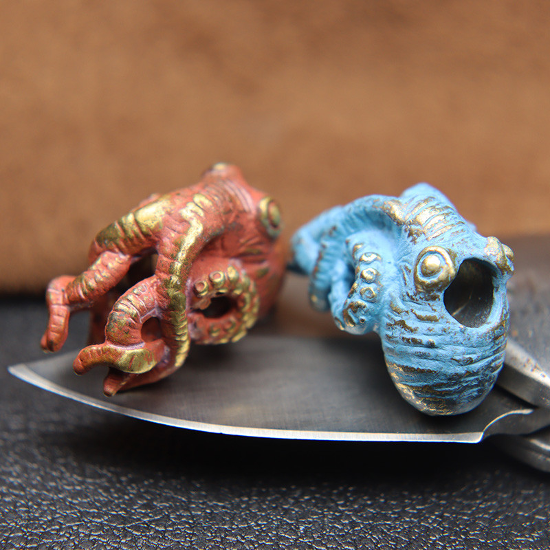 Albastru, roșu, alamă, animale de mare, caracatiță, mărgele, în aer liber, EDC, umbrelă, frânghie, pandantiv, bricolaj, paracord, brățară, accesorii, șnur atârnat