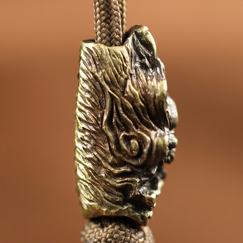 Благоприятен облак Глава на дракон Скулптура Ретро месингов нож Мънисто EDC Открит Направи си сам Paracord Аксесоари Тъкани въжета Висулка Бижута