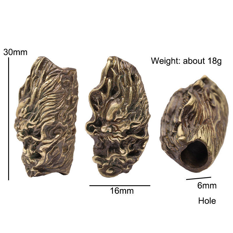Soodne pilve draakonipea skulptuur Retro messingist noapärm EDC välitingimustes meisterdamine Paracordi tarvikud Kootud kaelapaelaga ripatsehted