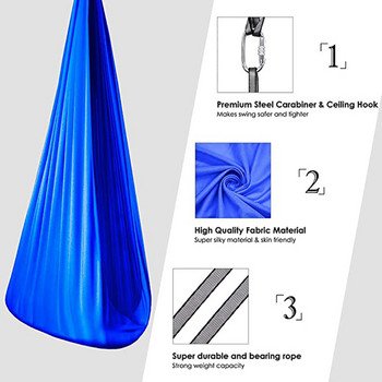 Детски йога хамак, еластично легло, вътрешна, външна люлка, регулируем хамак, йога, фитнес инструмент с удължителни ленти, карабинери