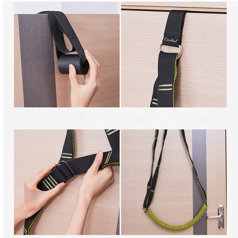 Pikk kaasaskantav jooganöör polüester puuvillane reguleeritav D-rõngaga jõusaali vöökoht jalg Fitness tantsutreening uksekaart joogarihmad Unisex