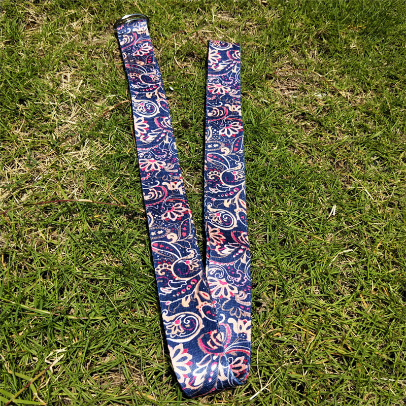 Reguleeritav joogarihm, trükitud jooga veniv rihm, pestav sportlik veniv rihm D-rõngasrihmad joogarihm Fitness köis 183x3,8 cm