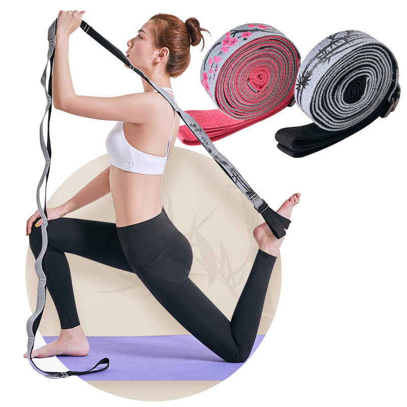Curea extensibilă pentru yoga de calitate, stil chinezesc, imprimare culoare, antrenament, talie, picior, curele de extensie pentru yoga, frânghie cu lanț cu margarete, auxiliară de fitness ideală
