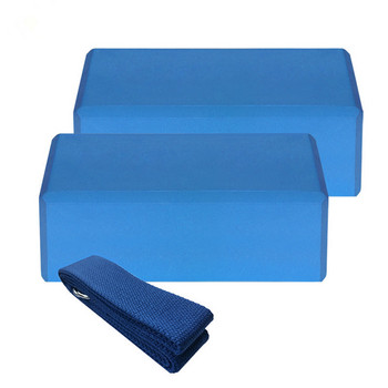 2 бр. Йога блок и каишка EVA Gym Blocks Тухла от пяна Комплект за тренировка Фитнес комплект за йога Подпора за разтягане Оформяне на тялото Йога блок