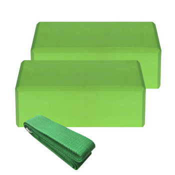 2 бр. Йога блок и каишка EVA Gym Blocks Тухла от пяна Комплект за тренировка Фитнес комплект за йога Подпора за разтягане Оформяне на тялото Йога блок