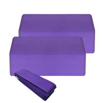 2 бр. Йога блок и каишка EVA Gym Blocks Тухла от пяна Комплект за тренировка Фитнес комплект за йога Подпора за разтягане Оформяне на тялото Йога блок