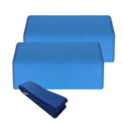 2 бр. Йога блок и каишка EVA Gym Blocks Тухла от пяна Комплект за тренировка Фитнес комплект за йога Подпора за разтягане Оформяне на тялото Йога блок