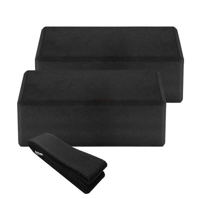 2 бр. Йога блок и каишка EVA Gym Blocks Тухла от пяна Комплект за тренировка Фитнес комплект за йога Подпора за разтягане Оформяне на тялото Йога блок