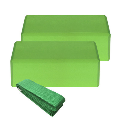 2 бр. Йога блок и каишка EVA Gym Blocks Тухла от пяна Комплект за тренировка Фитнес комплект за йога Подпора за разтягане Оформяне на тялото Йога блок