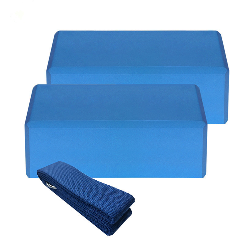 2 бр. Йога блок и каишка EVA Gym Blocks Тухла от пяна Комплект за тренировка Фитнес комплект за йога Подпора за разтягане Оформяне на тялото Йога блок