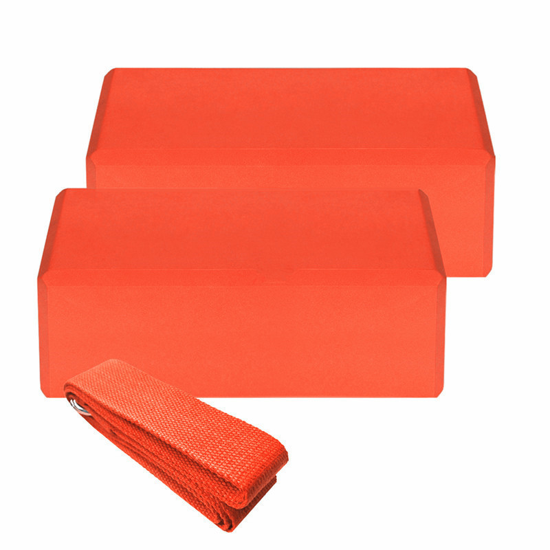 2 бр. Йога блок и каишка EVA Gym Blocks Тухла от пяна Комплект за тренировка Фитнес комплект за йога Подпора за разтягане Оформяне на тялото Йога блок