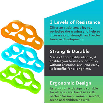 3PCS ръкохватка за пръсти Силиконов ръчен ръкохватка Съпротивителна лента Ръчна ръкохватка Разтегач за китка Разширител за пръсти Силов тренажор Упражнение