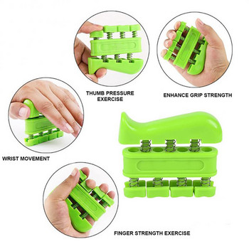 1PC Ръчна ръкохватка Finger Trainer Strengthener Двупосочна пружина Регулируема силова тренировка Пиано Китара Оборудване за пръсти Упражнение Начало