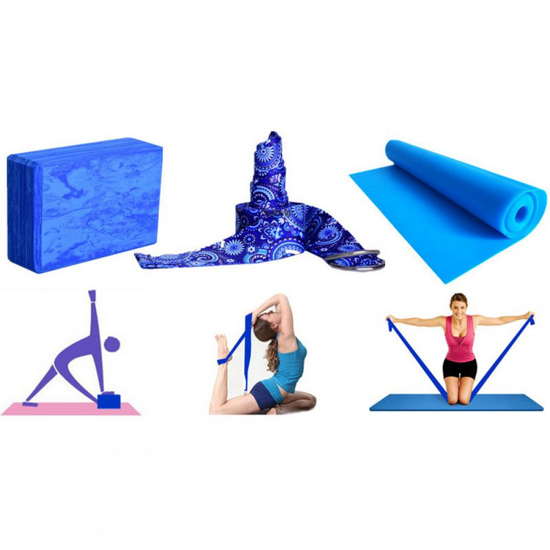 3 tk/komplekti joogaklots, suure elastsusega joogapadi, veniv sinine joogapadi, jõusaaliplokid, treenimiseks mõeldud treeningkomplekt Unisex jaoks