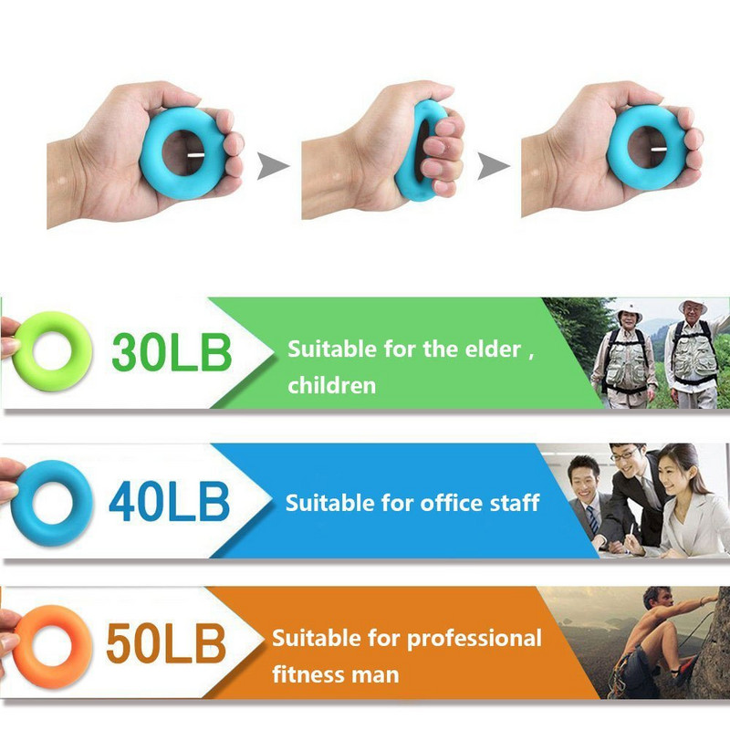 2db/szett Ujjfeszítő szilikon kézi markolat erősítő ujjellenállás szalagok kéznyújtó gyakorlat erősítő edzőkészlet