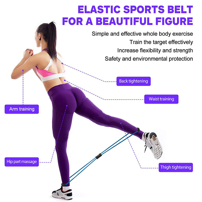 8 Word Fitness Yoga Bandă elastică TPE Rezistenta la gingii Benzi de cauciuc Fitness Fitness Equipment Expander Antrenament Sală de exercițiu Tren