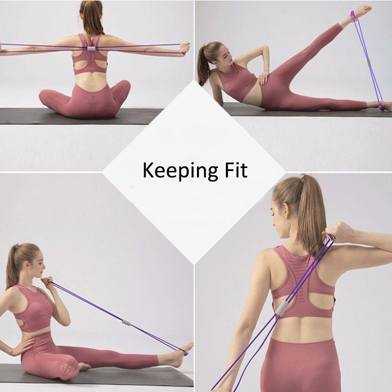 8 Word Fitness Yoga Bandă elastică TPE Rezistenta la gingii Benzi de cauciuc Fitness Fitness Equipment Expander Antrenament Sală de exercițiu Tren