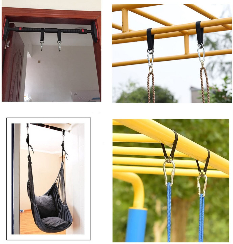 2 bucăți 440 lbs curele de agățat rezistente cu cârlig carabinier pentru leagăn de copac hamac fitness acasă gimnastică bandă de rezistență antrenament