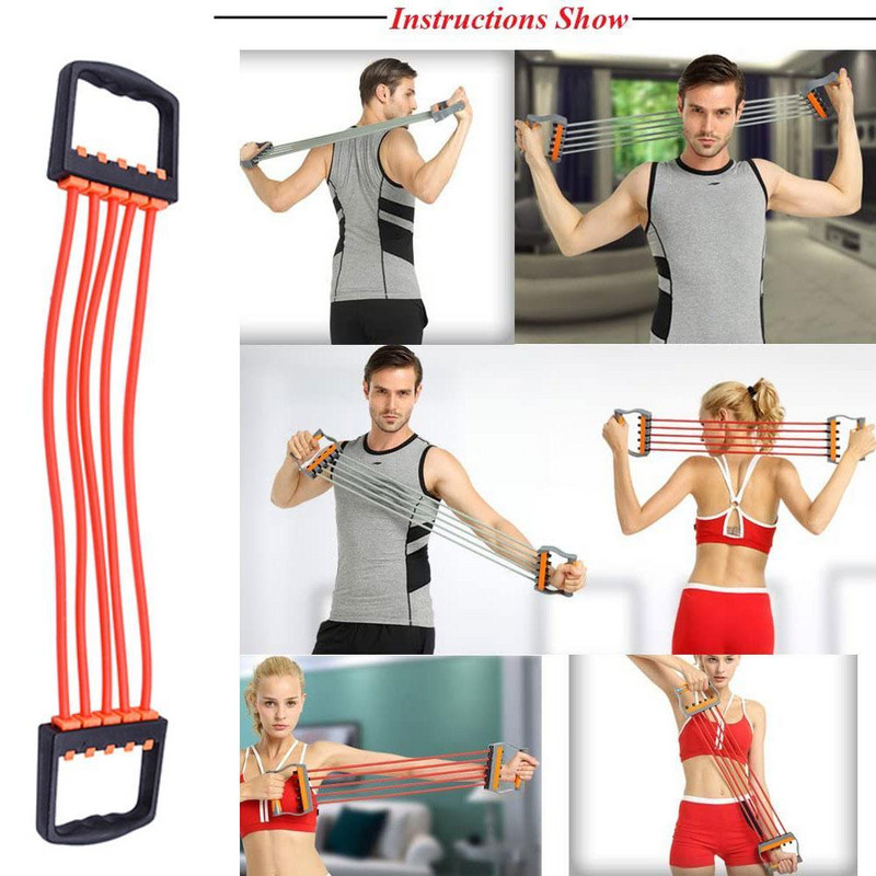 Professionaalne vastupanu rindkere laiendaja, tugev kaabliriba tõmbaja, treeningkann, eemaldatav 5 latekstoruga vedrutrenažöör
