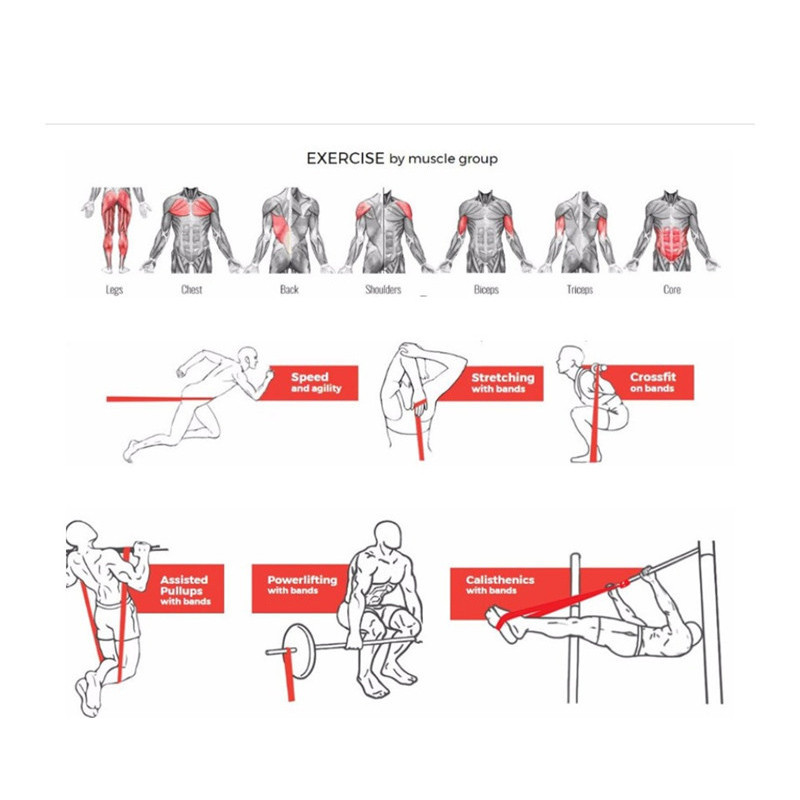 Banda de rezistență Fitness Loop Yoga Pilates Exercițiu Fizioterapie Antrenament de gimnastică Antrenament de cauciuc atletic Echipament de crossfit elastic