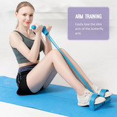 4-тръбен фитнес еластично въже за дърпане, педал, тяло, тънко съпротивление за йога, многофункционални ленти, тренировъчни латексови ленти, фитнес, упражнения