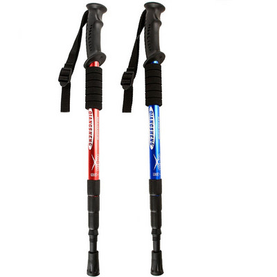 Adjustable Ultralight Trekking Poles Aluminium Alloy Walking Stick Trail Running Hiking Alpenstock Folding 53cm For Tourism