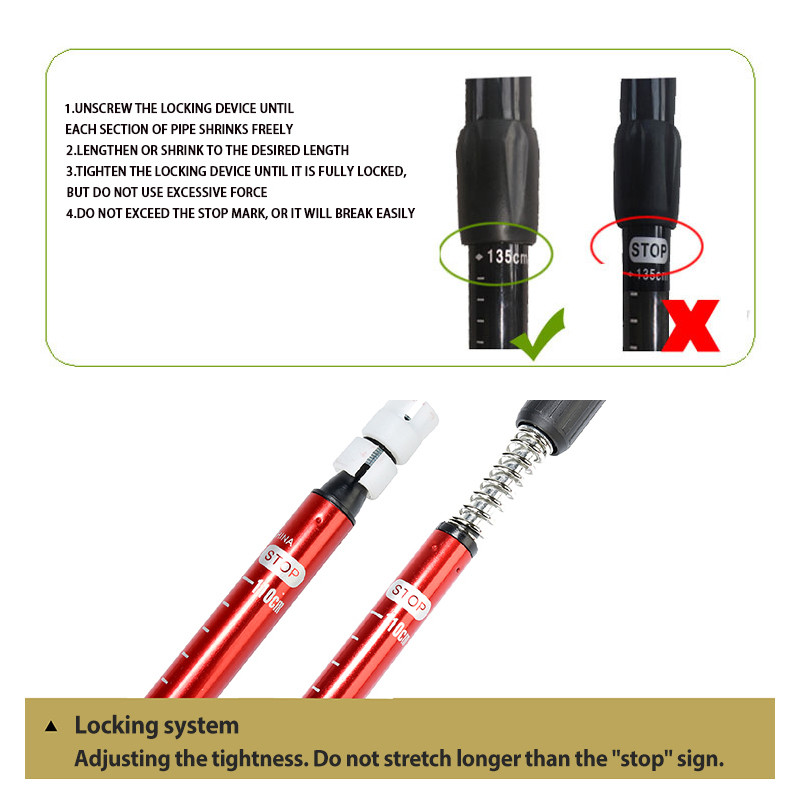 Lauko pėsčiųjų lazdos lazdelė T Rankena lazdelė aliuminio lydinio amortizatorius keturių sekcijų teleskopinė alpinizmo lazda