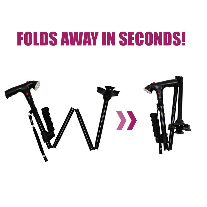 Kokkupandav teleskoopne kokkupandav kepp Leedrikepp LED-kõnnikepid Vanema kargud Emade Vanemate Isade jalutuskepid