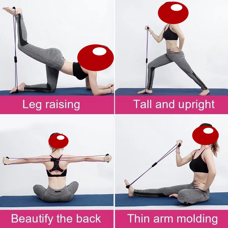 Curea elastică elastică pentru yoga cu 8 caractere Bărbați, femei, umăr deschis, exercițiu de întindere a spatelui frumos, centură de tragere, extensie pentru piept muscular