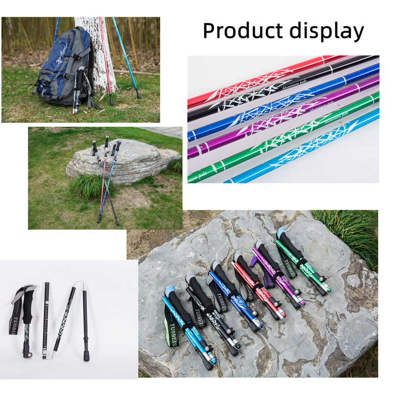 5-секционен сгъваем бастун за трекинг Мултифункционален бастун Преносим сгъваем бастун за къмпинг Бастун за скандинавско ходене Лесно поставяне в чанта