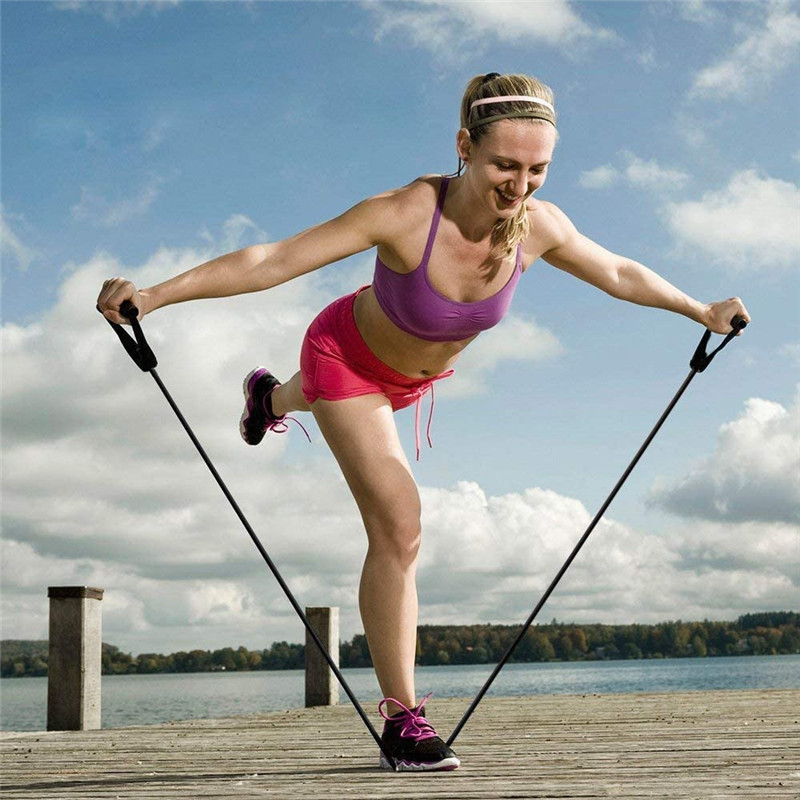 Benzi de rezistență la exercițiu unic cu mânere Tuburi de rezistență la antrenament Coarda de tensionare pentru yoga pentru antrenament de box de forță la sală de gimnastică acasă