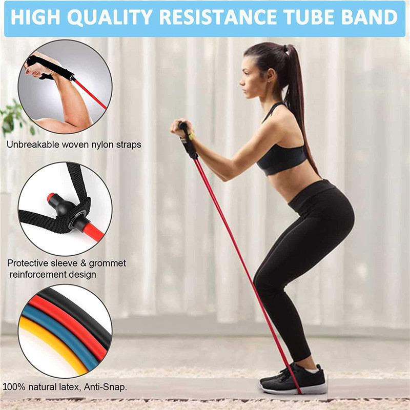 Benzi de rezistență la exercițiu unic cu mânere Tuburi de rezistență la antrenament Coarda de tensionare pentru yoga pentru antrenament de box de forță la sală de gimnastică acasă